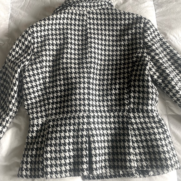 B&W Patterned Pea Coat, BEBE, Size L - Picture 2 of 7
